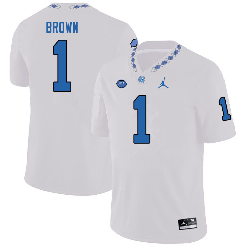 Jordan Brand Men #1 Khafre Brown North Carolina Tar Heels College Football Jerseys Sale-White - Click Image to Close